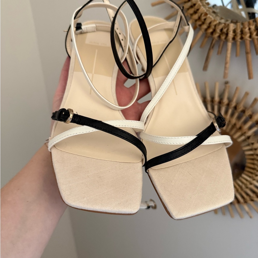 Dolce Vita Cream and Black Women's Sandals
